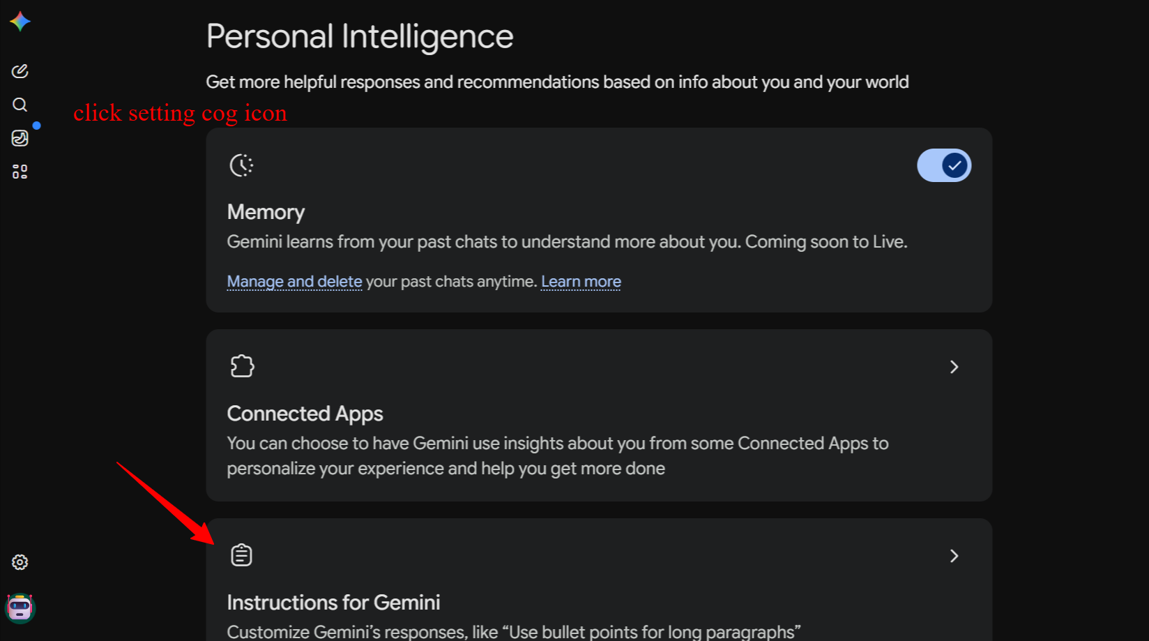 Gemini custom instructions setup